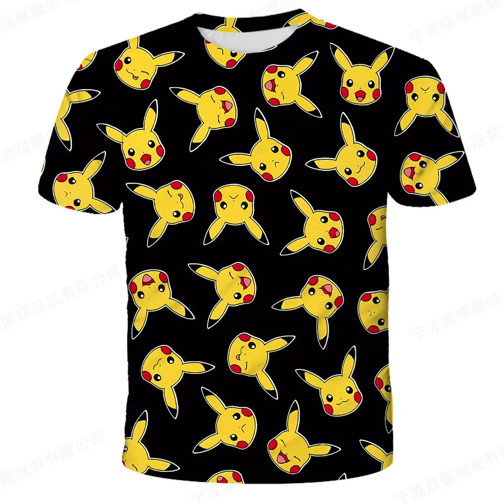 Pokemon Pikachu Kids T-Shirt - Cartoon Print Summer Tee Ages 3-12