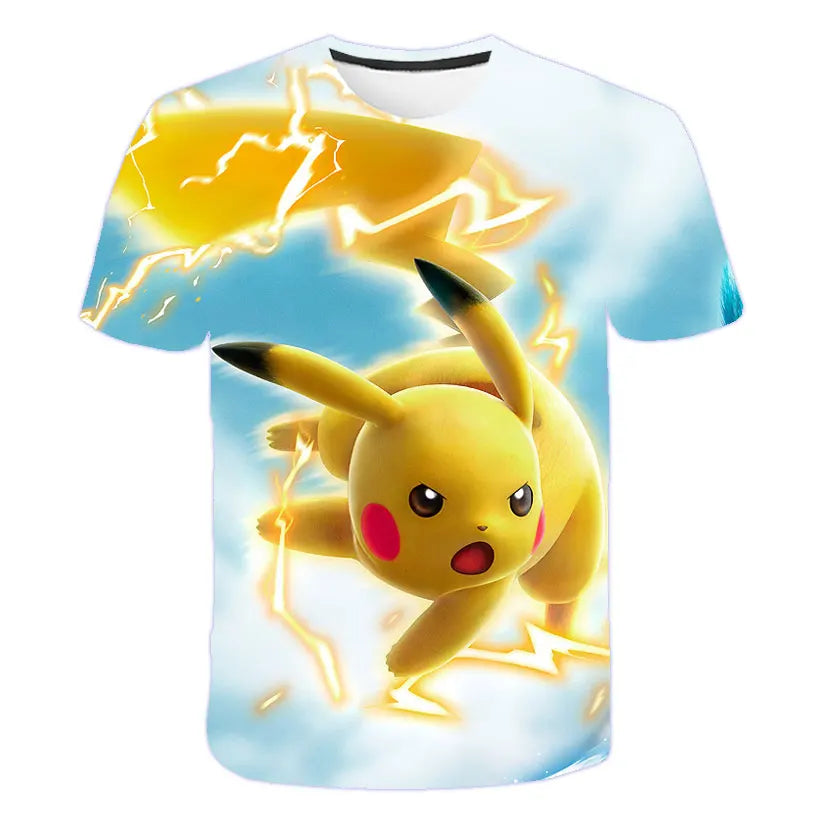 Pokemon Pikachu Kids T-Shirt - Cartoon Print Summer Tee Ages 3-12