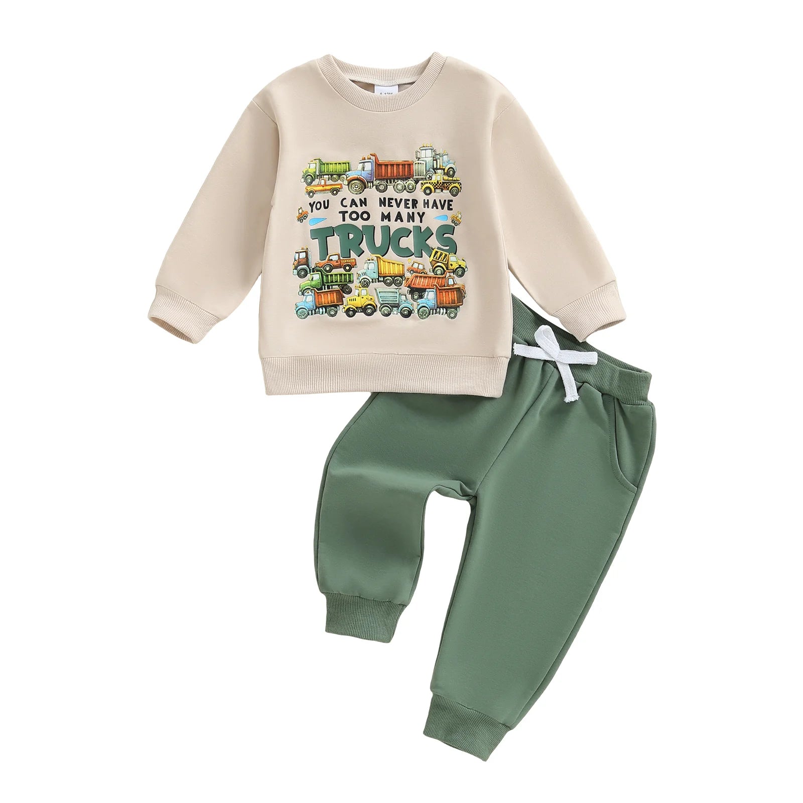 Long Sleeve Pullover + Solid Color Pants 2 Pcs Set