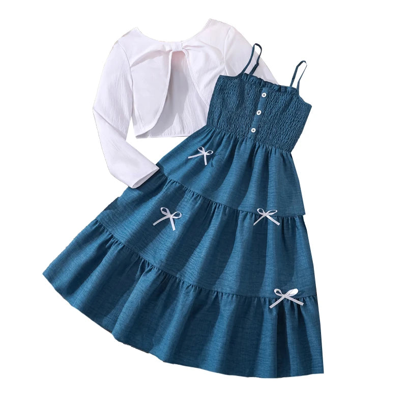 Bow Design Coat & Dress Set