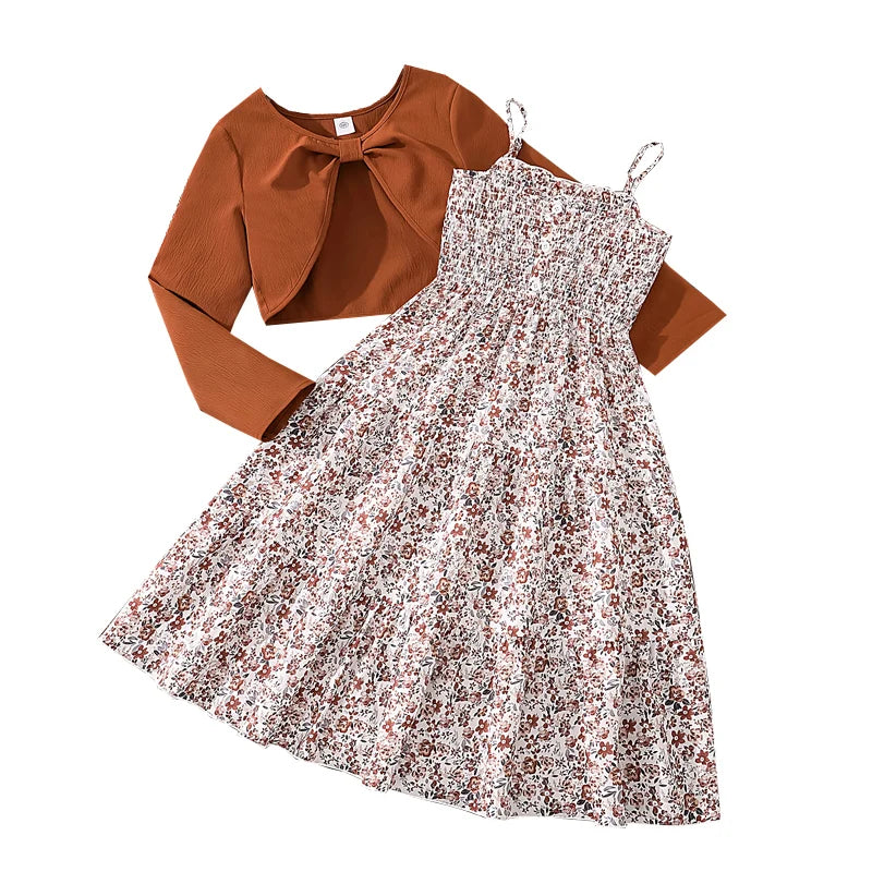 Bow Design Coat & Dress Set