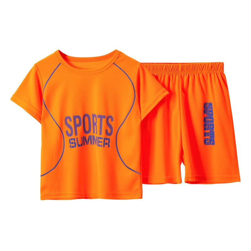 Orange sports outfit with 'SPORTS SUMMER' text on a white background