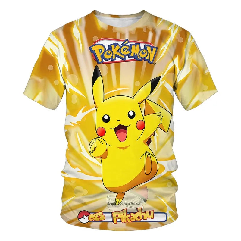Pokemon Pikachu Kids T-Shirt - Cartoon Print Summer Tee Ages 3-12