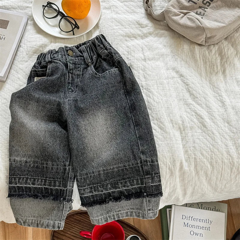 Kids Wide Leg Denim Pants - Loose Fit Jeans for Boys & Girls