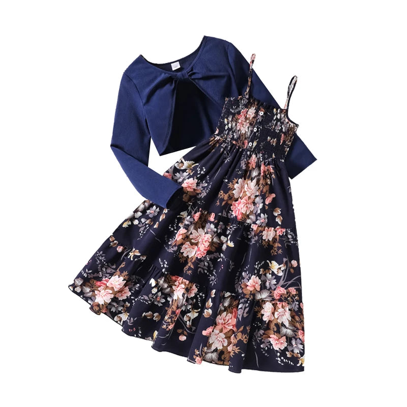 Bow Design Coat & Dress Set