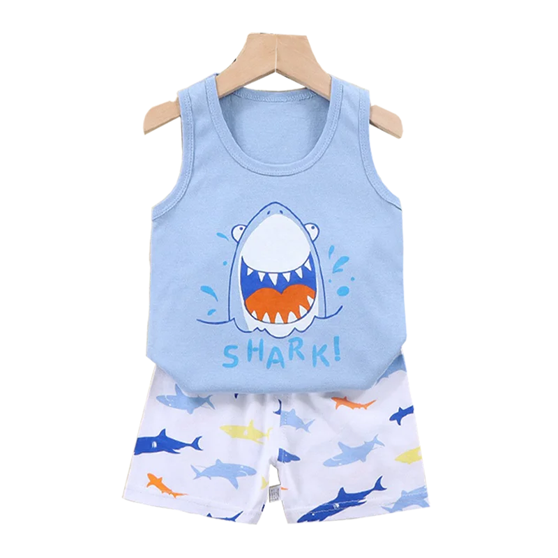 Kids Cotton Vest & Shorts Set - Breathable Summer Tracksuit Ages 1-6