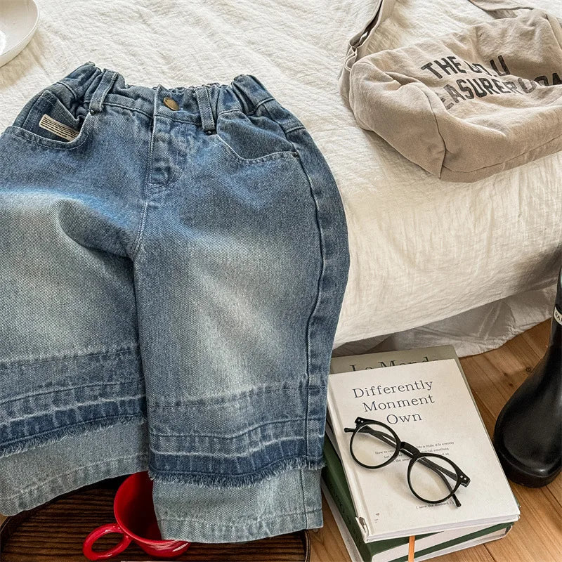 Kids Wide Leg Denim Pants - Loose Fit Jeans for Boys & Girls