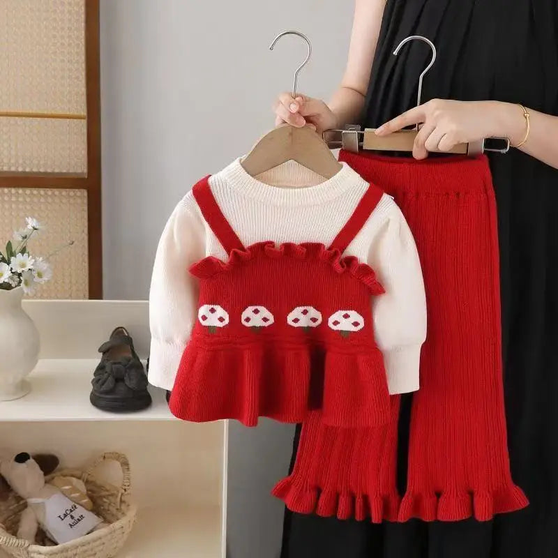 Girls Knitted Sweater Set 2-Piece - Cozy Sweater & Pants for Ages 0-6