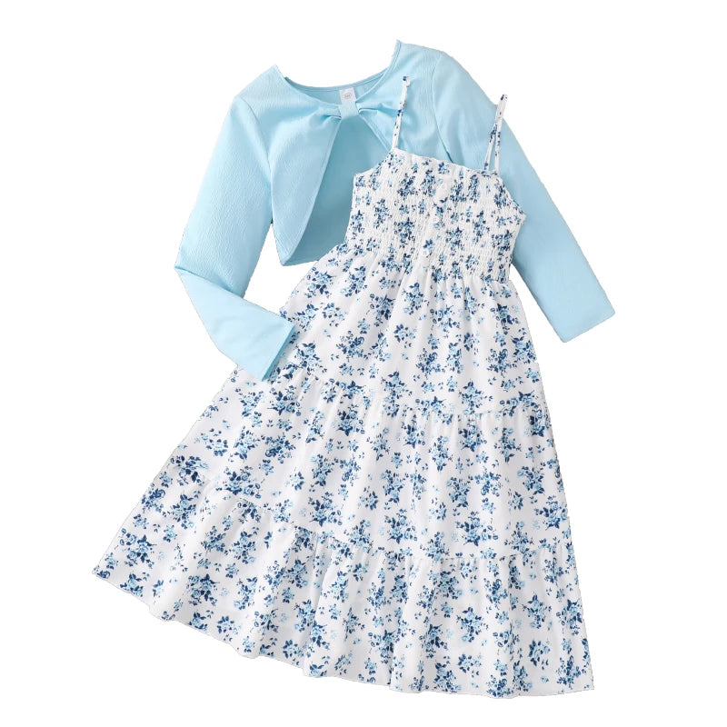 Bow Design Coat & Dress Set