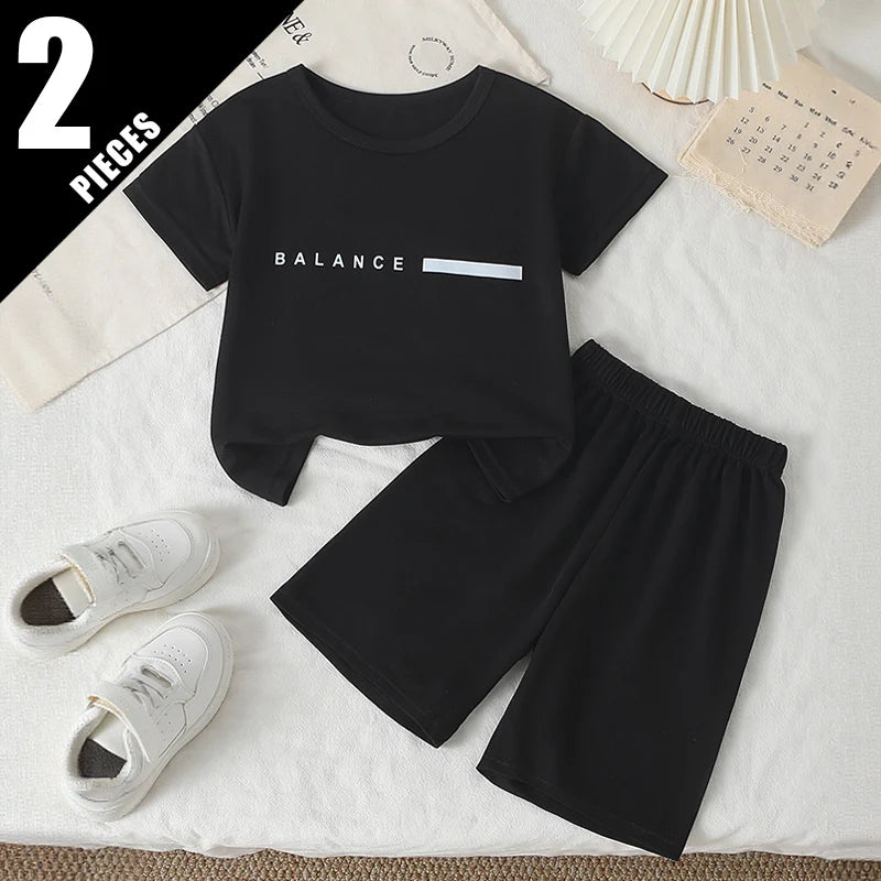 Quick-Dry Summer 2-Piece Set - Kids Athletic Shorts & Tee