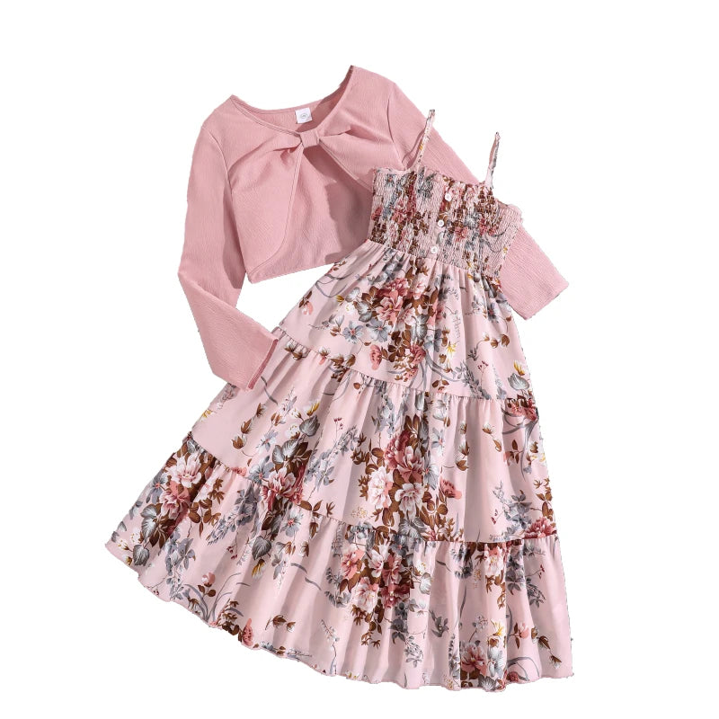 Bow Design Coat & Dress Set